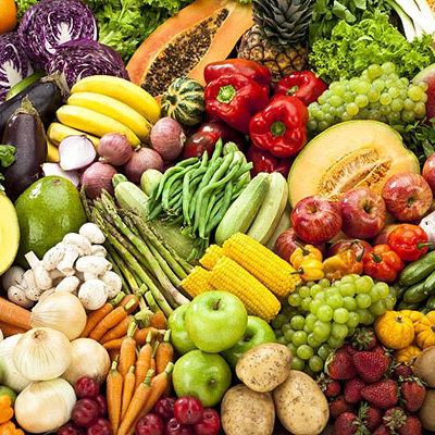 Assortment of Fruits and Vegetables Background